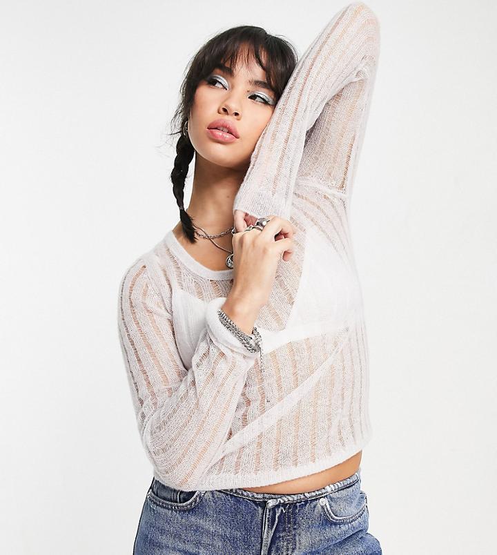 Weekday Open Knit Sweater In Stone-neutral