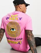 Asos Design T-shirt With Amnesia Ibiza Poster Print In Pink