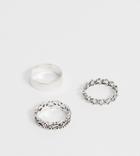 Asos Design Plus Industrial Ring Pack In Burnished Silver - Silver