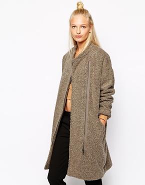 Monki Fleece Jacket - Beige