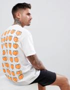 New Love Club Peach Repeat Back Print T-shirt - White