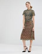 Self Portrait Daisy Guipure Midi Gathered Skirt
