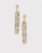 Pieces Hammered Gold Drop Earrings With Multi Rhinestone