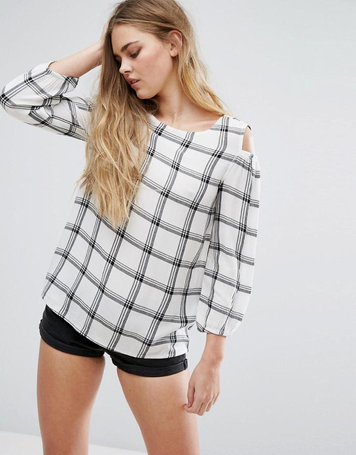 J.d.y Cheesecloth Cold Shoulder Top - White
