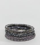 Designb Woven & Beaded Gray Bracelets In 3 Pack Exclusive To Asos - Gray