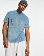 Asos Design Relaxed T-shirt In Blue Velour Heather-red
