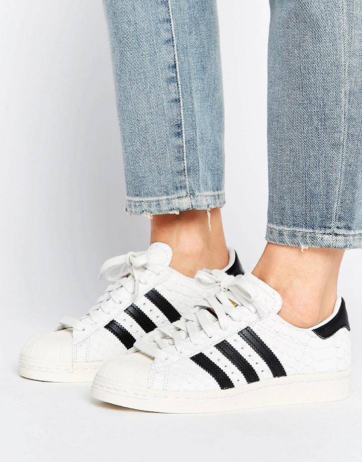 Adidas Superstar 80s Premium Snake Print Sneaker - White