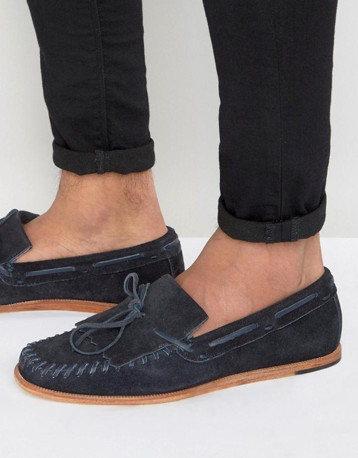 Hudson London Manuel Suede Loafers - Navy