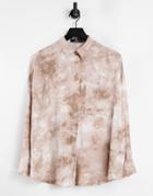 Heartbreak Oversized Shirt Set In Tie Dye-brown