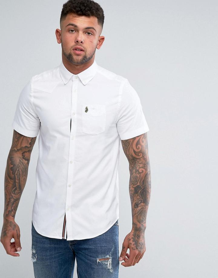 Luke 1977 Sports Oxford Stretch Short Sleeve Shirt - White