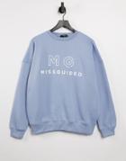 Missguided Sweatshirt With Graphic In Blue-blues