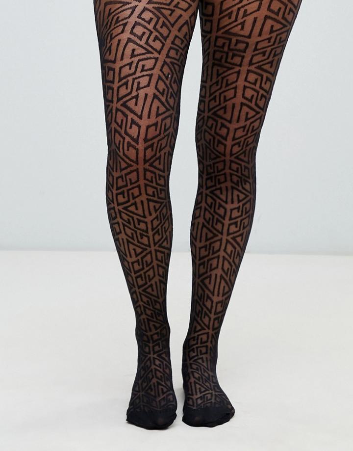 Asos Design Monogram Tights - Black