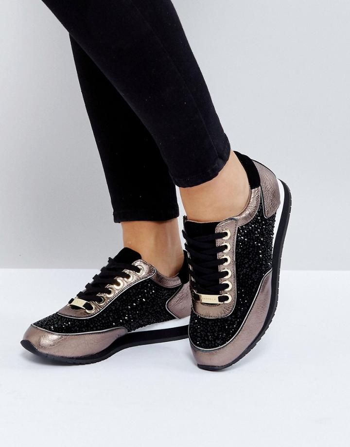 Carvela Lemmy Metallic Gem Sneakers - Black