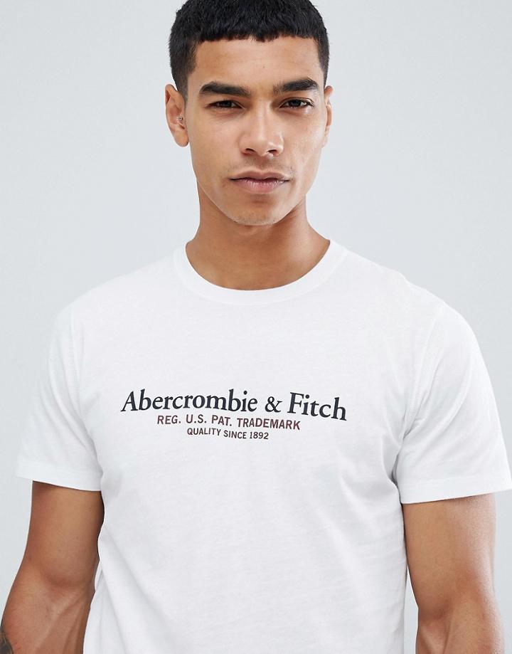 Abercrombie & Fitch Varsity Print Logo T-shirt In White - White