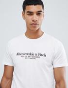 Abercrombie & Fitch Varsity Print Logo T-shirt In White - White