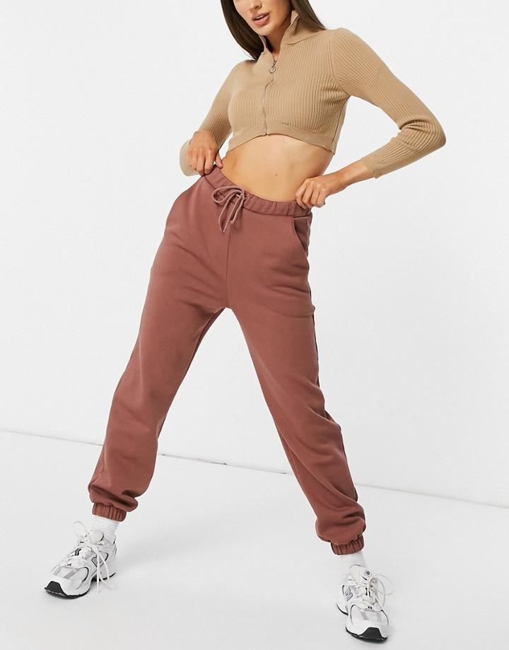Asos Design Set Oversized Sweatpants In Cognac Brown