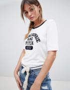 Abercrombie & Fitch Varsity Logo Ringer T Shirt - White