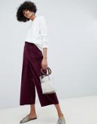 Asos Design Culottes In Cord With Patch Pockets-purple