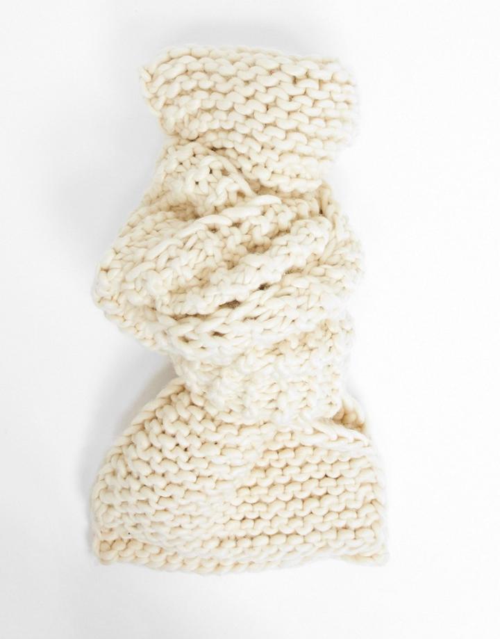 Asos Design Oversized Chunky Knit Scarf In Cream-white