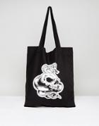 Asos Tote Bag In Black With Snake Design - Black