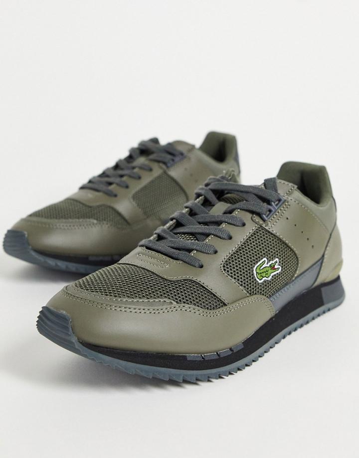 Lacoste Partner Piste Running Sneakers In Khaki-green