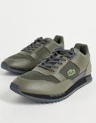 Lacoste Partner Piste Running Sneakers In Khaki-green