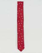 Asos Slim Tie With Polka Dot - Red