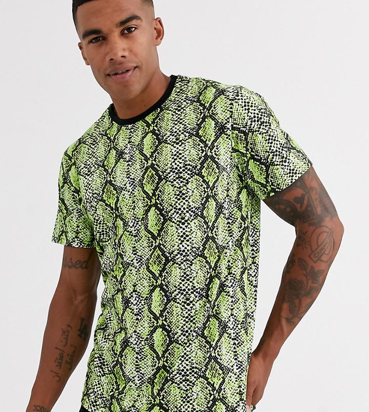 Only & Sons Snake Print T-shirt In Neon