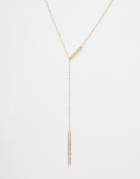 Lipsy Ariana Grande Pave Bar Lariat Necklace - Silver