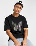 Good For Nothing Oversized T-shirt In Black With Large Butterfly Print