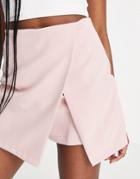 Asos Design Wrap Front Skort In Pink