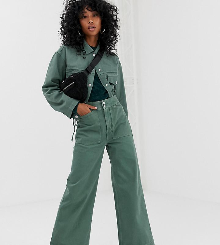 Weekday Worker Jeans With Organic Cotton In Khaki-green