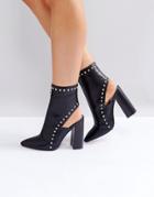 Raid Petunia Black Studded Cut Out Heeled Ankle Boots - Black