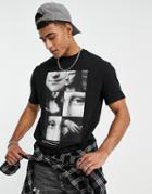 Pull & Bear X Mona Lisa Printed T-shirt In Black