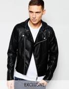 G-star Beraw Exclusive To Asos Faux Leather Biker Jacket Camcord-a Perfecto In Black - Black