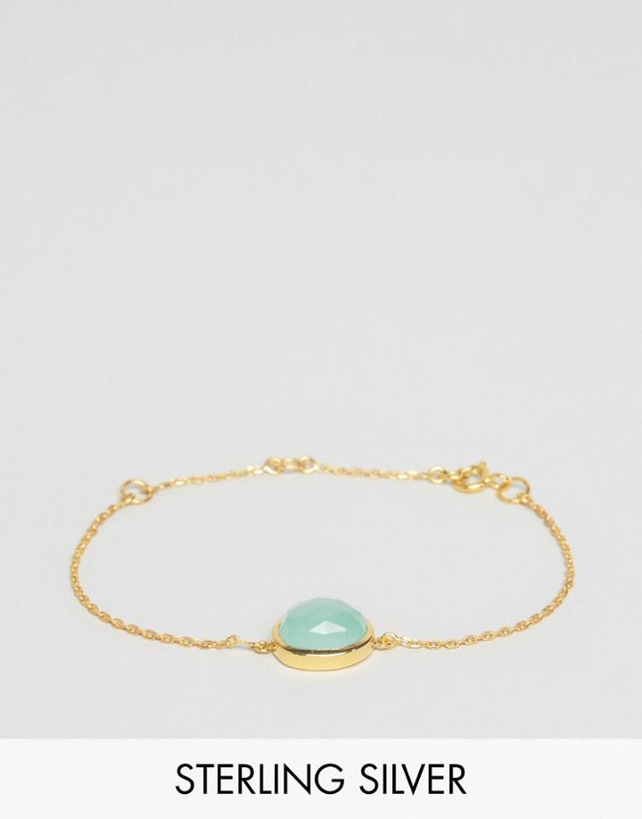 Carrie Elizabeth Organic Semi Precious Aqua Chalcedony Bracelet - Gold