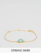 Carrie Elizabeth Organic Semi Precious Aqua Chalcedony Bracelet - Gold