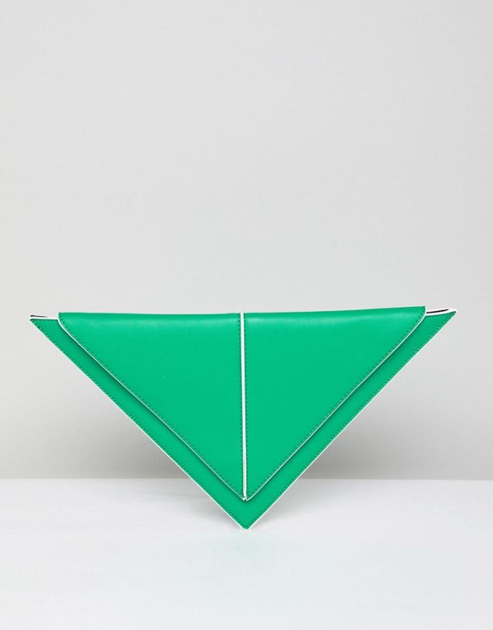 Asos Design Triangle Clutch - Green