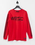 Wesc Mason Checkerboard Long Sleeve T-shirt-red