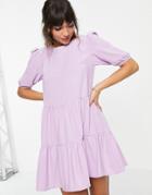 Urban Threads Tiered Mini Dress In Lilac-purple