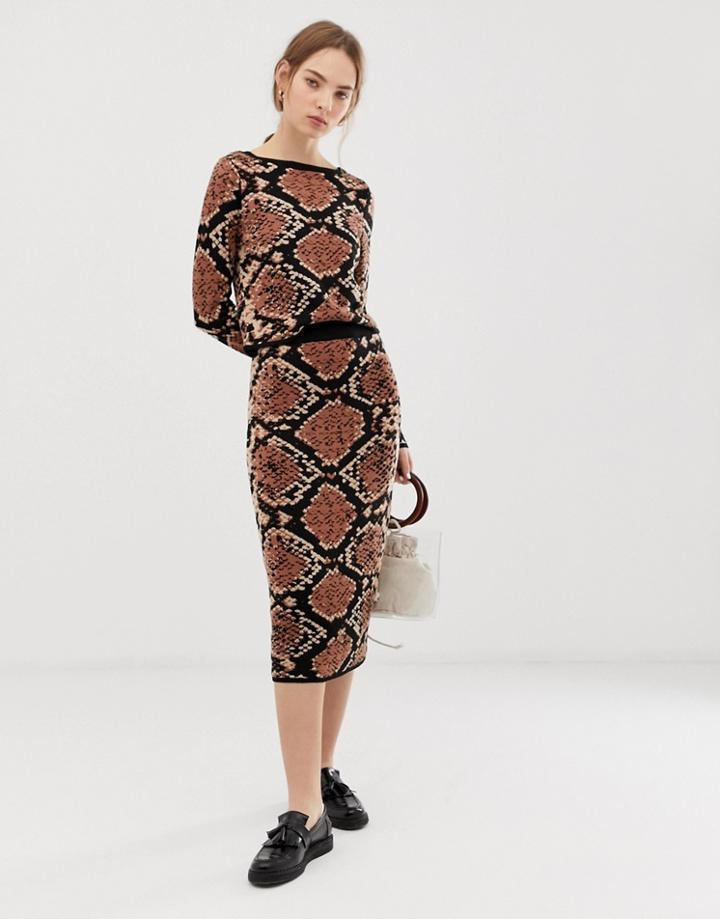 Asos Design Snake Pattern Two-piece Skirt-multi