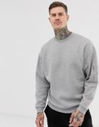 Asos Design Oversized Sweatshirt With Ma1 Pocket In Gray Marl - Gray