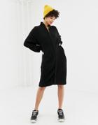 Na-kd Zip Front Knitted Dress In Black - Black