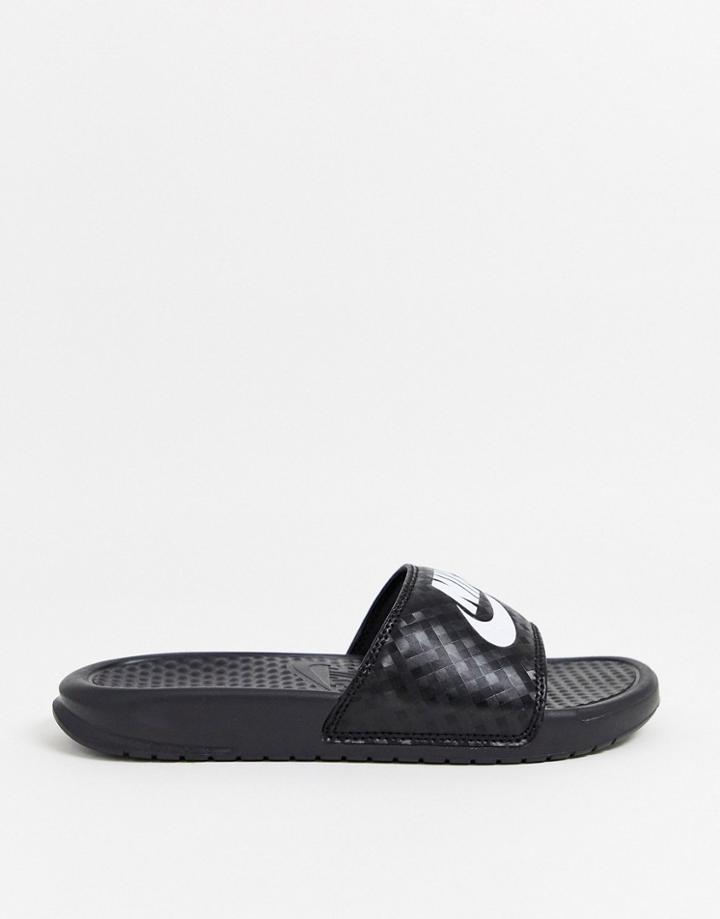 Nike Benassi Jdi Carbon Print Slides In Black