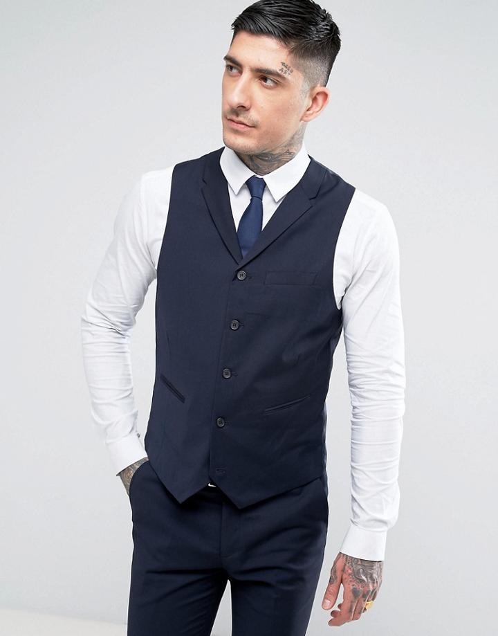 Rudie Plain Super Skinny Vest - Navy