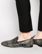 Asos Tassel Loafers In Gray Snakeskin Effect - Gray