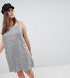 Asos Design Curve Mini Check Square Neck Cami Dress - Multi