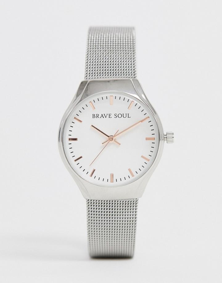 Brave Soul Ladies Silver Mesh Watch