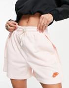 Nike Earth Day Mid Rise Fleece Shorts In Pink Pearl