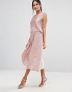 Club L Midi Skirt With Shimmer - Pink